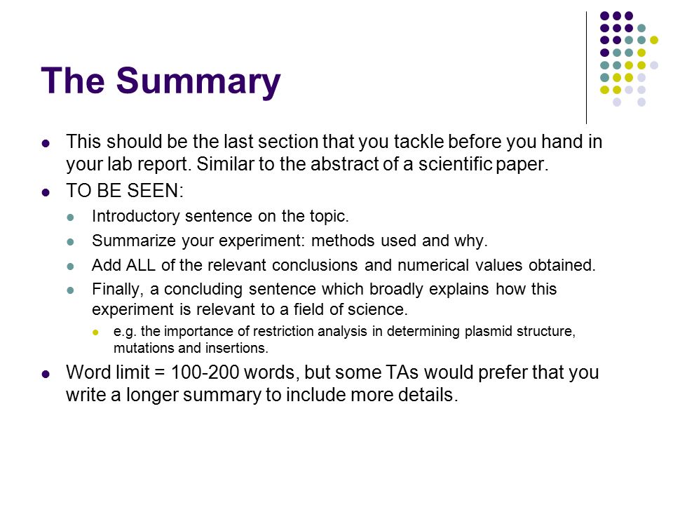 How To Write A Lab Report Conclusion